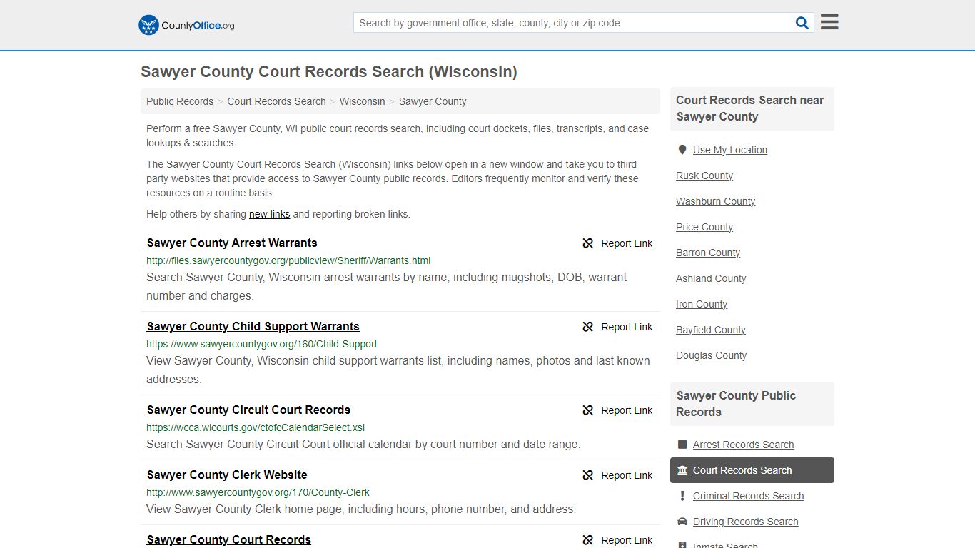 Sawyer County Court Records Search (Wisconsin) - County Office