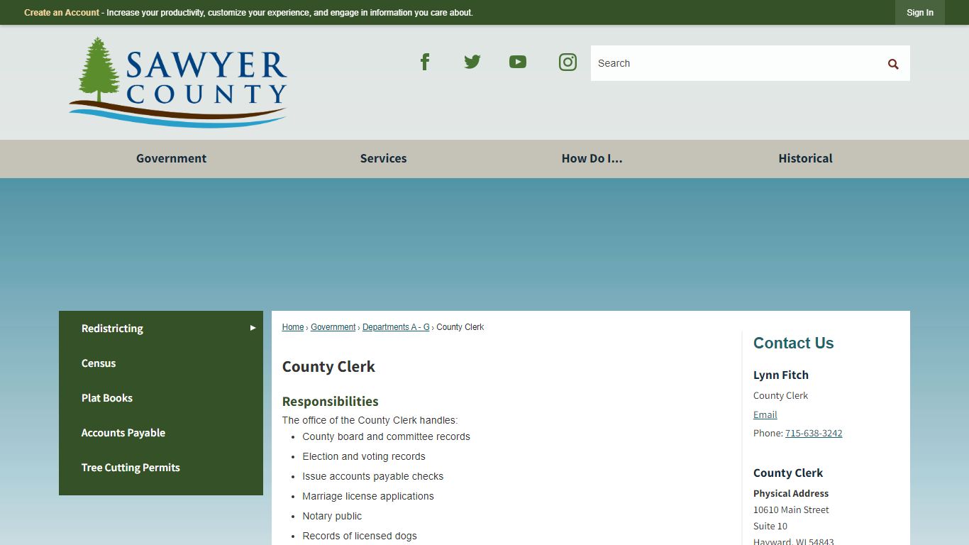 County Clerk | Sawyer County, WI